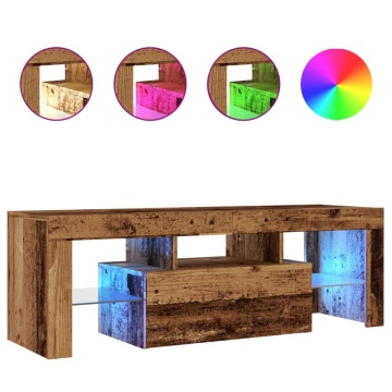 Dulap TV cu lumini LED lemn vechi 120x36,5x40 cm lemn prelucrat - Img 2