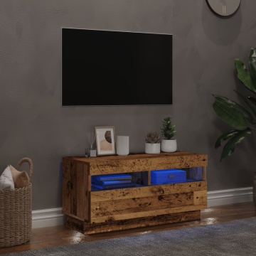 Dulap TV cu lumini LED lemn vechi 80x35x40 cm lemn prelucrat - Img 4