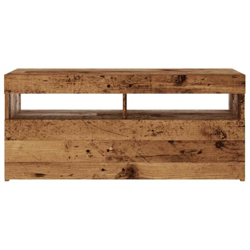 Dulap TV cu lumini LED lemn vechi 90x35x40 cm lemn prelucrat - Img 6