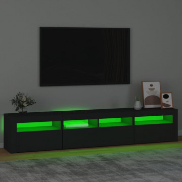 Dulap TV cu lumini LED, negru, 210x35x40 cm - Img 4