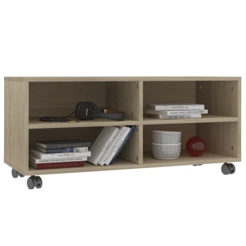 Dulap TV cu rotile, stejar sonoma, 90x35x35, lemn prelucrat - Img 3