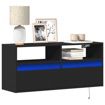 Dulap TV de perete cu lumini LED negru 100x31x45 cm - Img 1