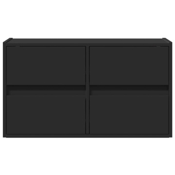 Dulap TV de perete cu lumini LED negru 80x31x45 cm - Img 5