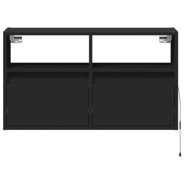 Dulap TV de perete cu lumini LED negru 80x31x45 cm - Img 5