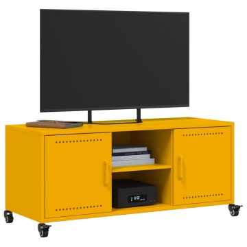 Dulap TV, galben muștar, 100,5x39x43,5 cm, oțel laminat la rece - Img 4