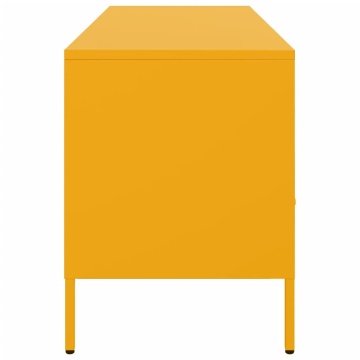 Dulap TV, galben muștar, 100,5x39x50,5 cm, oțel laminat la rece - Img 6