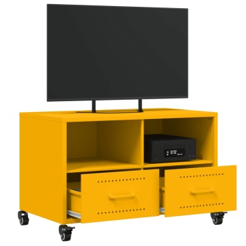 Dulap TV, galben muștar, 68x39x43,5 cm, oțel laminat la rece - Img 8