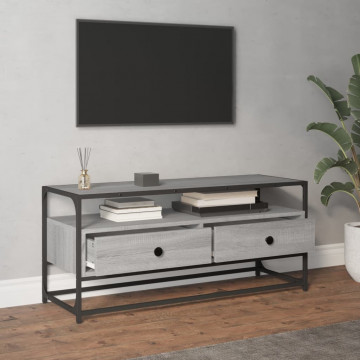 Dulap TV, gri sonoma, 100x35x45 cm, lemn prelucrat - Img 3