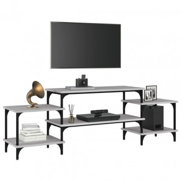 Dulap TV, gri sonoma, 157x35x52 cm, lemn prelucrat - Img 4