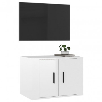 Dulap TV montat pe perete, alb extralucios, 57x34,5x40 cm - Img 4