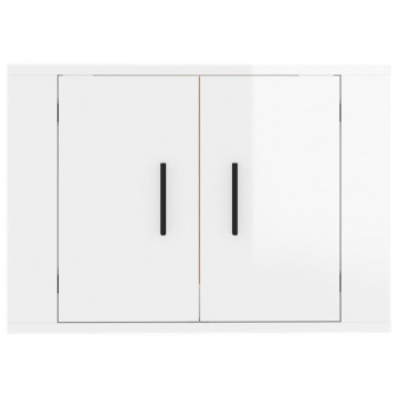 Dulap TV montat pe perete, alb extralucios, 57x34,5x40 cm - Img 5
