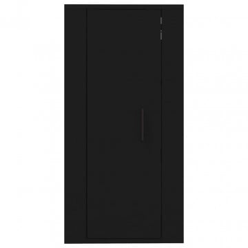 Dulap TV montat pe perete, negru, 40x34,5x80 cm - Img 8