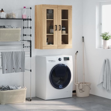 Dulap TV montat pe perete, stejar sonoma, 69,5x34x90 cm - Img 1
