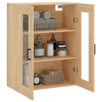 Dulap TV montat pe perete, stejar sonoma, 69,5x34x90 cm - Img 8