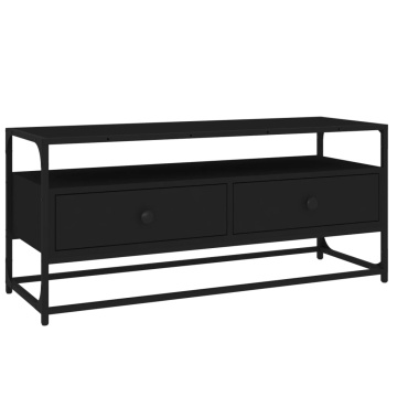 Dulap TV, negru, 100x35x45 cm, lemn prelucrat - Img 2