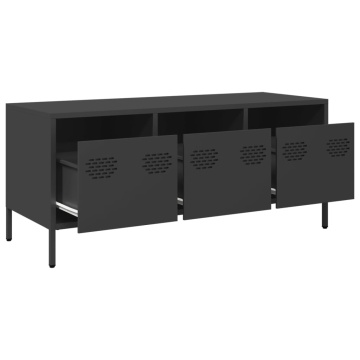 Dulap TV, negru, 101,5x39x43,5 cm, oțel laminat la rece - Img 8