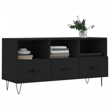 Dulap TV, negru, 102x36x50 cm, lemn prelucrat - Img 3