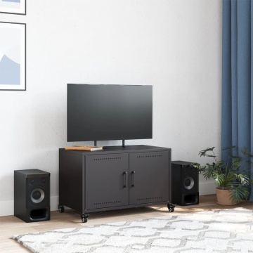 Dulap TV, negru, 68x39x43,5 cm, oțel laminat la rece - Img 3