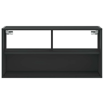Dulap TV, negru, 80x31x39,5 cm, lemn prelucrat și metal - Img 4