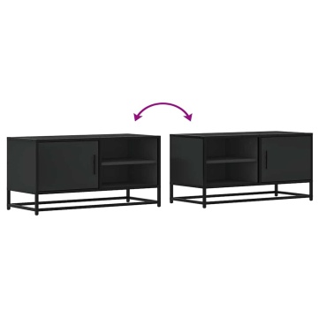 Dulap TV, negru, 80x34,5x40 cm, lemn prelucrat și metal - Img 7