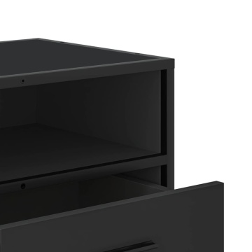 Dulap TV, negru, 80x34,5x40 cm, lemn prelucrat și metal - Img 7