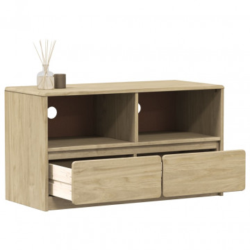 Dulap TV "SAUDA", stejar, 99x43x55 cm, lemn masiv de pin - Img 1