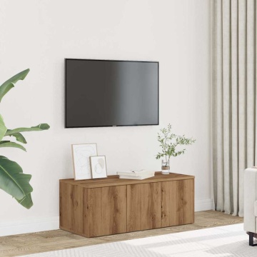 Dulap TV, stejar artizanal, 80x34x30 cm, lemn prelucrat - Img 3