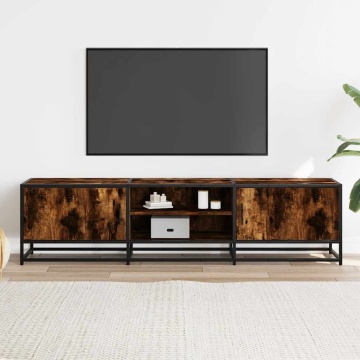 Dulap TV stejar fumuriu, 160x35x41 cm lemn prelucrat și metal - Img 3