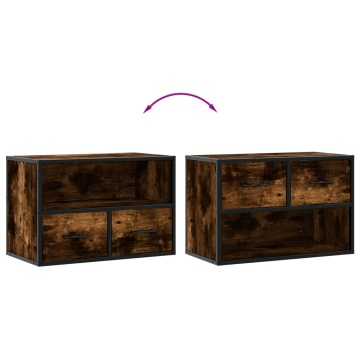 Dulap TV, stejar fumuriu, 60x31x39,5 cm lemn și metal - Img 6