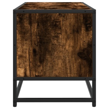 Dulap TV stejar fumuriu, 80x34,5x40 cm, lemn prelucrat și metal - Img 8