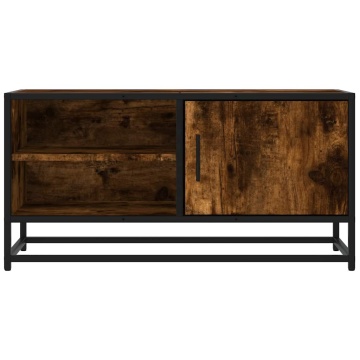 Dulap TV stejar fumuriu, 80x34,5x40 cm, lemn prelucrat și metal - Img 4