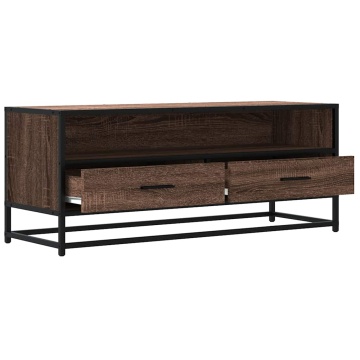 Dulap TV, stejar maro, 100x34,5x40 cm, lemn prelucrat și metal - Img 6