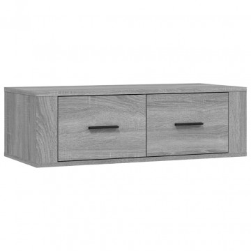 Dulap TV suspendat, gri sonoma, 80x36x25 cm, lemn prelucrat - Img 2