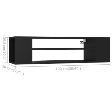 Dulap TV suspendat, negru, 100x30x26,5 cm, PAL - Img 6