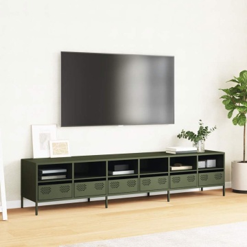 Dulap TV, verde măsliniu, 202x39x43,5 cm, oțel laminat la rece - Img 3