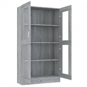 Dulap vitrină, gri sonoma, 82,5x30,5x150 cm, lemn prelucrat - Img 8
