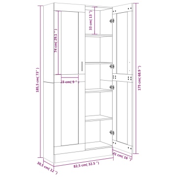 Dulap vitrină stejar fumuriu 82,5x30,5x185,5 cm lemn prelucrat - Img 7