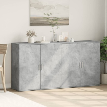 Dulapuri, 2 buc., gri beton, 79x38x80 cm, lemn prelucrat - Img 3