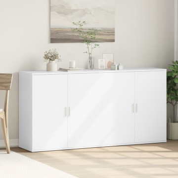 Dulapuri, alb, 2 buc., 79x38x80 cm, lemn prelucrat - Img 3