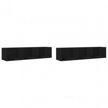 Dulapuri de perete, 2 buc., Negru, 75x18x16,5 cm, lemn compozit - Img 2