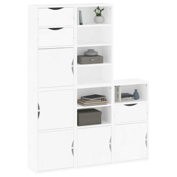 Dulapuri laterale 5 buc ODDA alb 40x24x79 cm lemn masiv de pin - Img 4