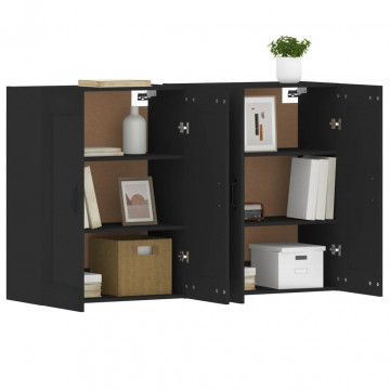 Dulapuri montate pe perete, 2 buc, negru, lemn prelucrat - Img 4