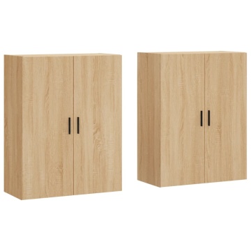 Dulapuri montate pe perete, 2 buc, stejar sonoma, 69,5x34x90 cm - Img 2