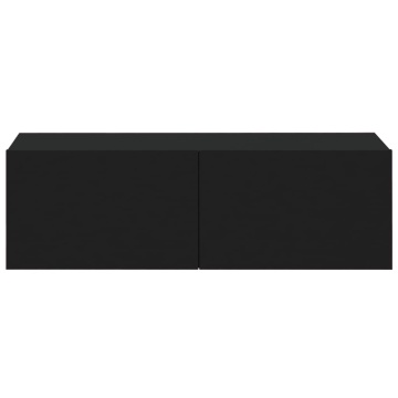 Dulapuri TV de perete 2 buc. negru 100x30x30 cm lemn compozit - Img 5