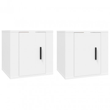 Dulapuri TV montate pe perete, 2 buc., alb, 40x34,5x40 cm - Img 2