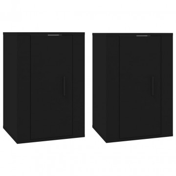 Dulapuri TV montate pe perete, 2 buc., negru, 40x34,5x60 cm - Img 2