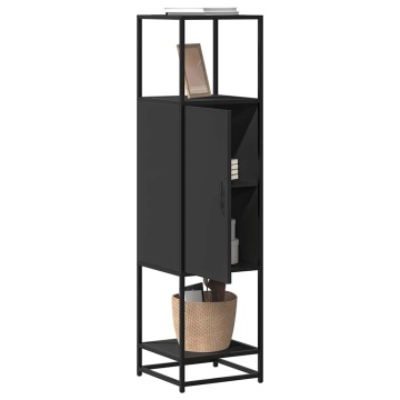 Dulapuru negru 35,5x35x139 cm lemn și metal prelucrat - Img 1
