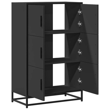 Dulapuru negru 68x35x106,5 cm lemn și metal prelucrat - Img 6
