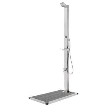 Duș de grădină cu bază gri, 225 cm, oțel inoxidabil - Img 1