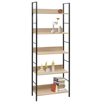 Etajeră cărți 5 rafturi, stejar 60x27,6x158,5 cm lemn prelucrat - Img 2